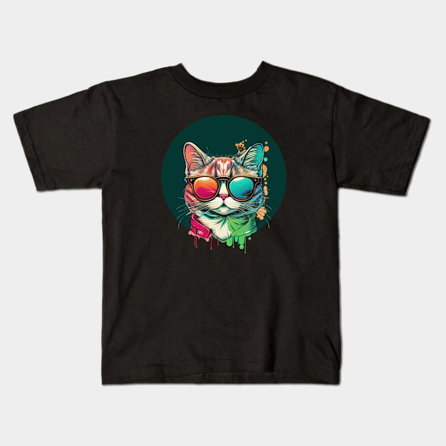 Colorful cat Kids T-Shirt by afmr.2007@gmail.com